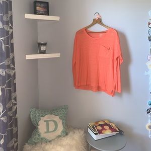 Peach long sleeve pocket tee!!